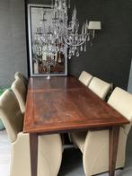 Koloniale uitschuifbare eettafel, Huis en Inrichting, Ophalen, Zo goed als nieuw, 4 tot 6 stoelen