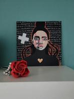 Expressief Portret op Canvas Modern Art met Goud Hartje, Verzenden