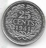 25  cent  1941  Nederland. km. 164, Postzegels en Munten, Munten | Nederland, Verzenden, Zilver, 25 cent, Koningin Wilhelmina