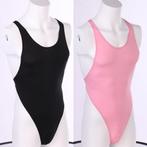 Heren zwempak bodysuit leotard zwarte roze, Verzenden