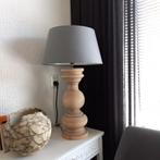 Baluster schemerlamp grijze kap, 50 tot 75 cm, Ophalen of Verzenden, Zo goed als nieuw, Stof