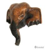 Vintage houten olifant hoofd beeld houtsnijwerk wand, Ophalen of Verzenden, Gebruikt