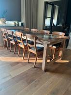 8 teakhouten eetkamerstoelen, Ophalen, Gebruikt, Bruin, Teak