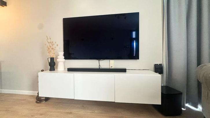 IKEA Besta TV Meubel Hoogglans Wit - 180cm, Huis en Inrichting, Kasten | Televisiemeubels, Zo goed als nieuw, Minder dan 100 cm