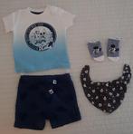 Mickey mouse baby setje maat 68 blauw slabber sokken tshirt, C&A, Zo goed als nieuw, Setje, Verzenden