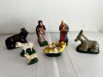 Brocante gipsen kerststal figuurtjes, Diversen, Kerst, Ophalen of Verzenden, Gebruikt