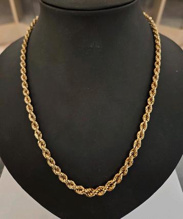 14 karaats gouden koord / rope ketting geelgoud 50cm  beschikbaar voor biedingen