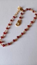 Fraaie zilver vergulde ketting met Robijntjes, Verstelbaar, Ophalen of Verzenden, Zo goed als nieuw, Zilver