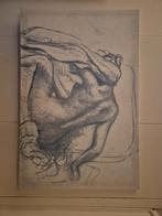 Figuratieve tekening, houtskool op doek, 1997, Ophalen of Verzenden