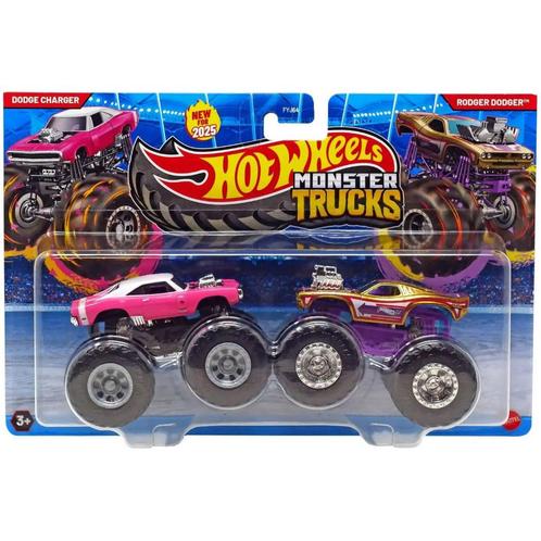 Hotwheels: Monster Trucks 2-Pack: Dodge Charger & Rodger Dod, Kinderen en Baby's, Speelgoed | Speelgoedvoertuigen, Nieuw, Ophalen of Verzenden