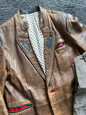 Vintage Bruine Leren Jas oktoberfest set beschikbaar voor biedingen