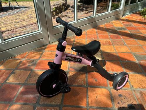 BORNLUCKY Kinderfiets / loopfiets / drieweiler - roze, Kinderen en Baby's, Speelgoed | Buiten | Voertuigen en Loopfietsen, Gebruikt