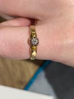 Bodemvondst 14 karaats gouden ring met diamant, Sieraden, Tassen en Uiterlijk, Antieke sieraden, Ophalen of Verzenden, Goud, Ring