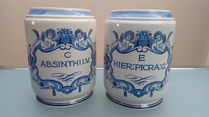 2 oude Apothekerspotten - Blauw Wit, Antiek en Kunst, Antiek | Keramiek en Aardewerk, Ophalen of Verzenden