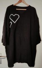 Zwarte Oversized Trui met Hartjes - Amper Gedragen, Ophalen, Zo goed als nieuw, Maat 46/48 (XL) of groter, Zwart