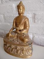 Boeddha in lotushouding van messing, Gebruikt, Ophalen of Verzenden