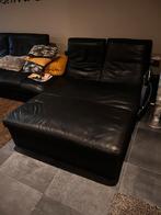 Koinor Raoul 2-persoons loungebed, zwart leder, Ophalen, Gebruikt, 125 tot 150 cm, Design
