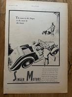 Singer 9 h.p. Roadster originele advertentie 1946 vintage, Ophalen of Verzenden, Gelezen, Overige merken