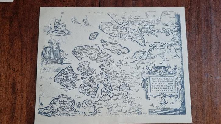 Oude Landkaart van Zeeland, Antiek en Kunst, Kunst | Litho's en Zeefdrukken, Ophalen of Verzenden