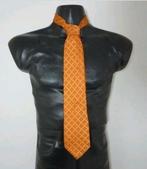 Oranje stropdas met dessin van 100% zijde van Canali, Verzenden, Zo goed als nieuw, Oranje, Met patroon