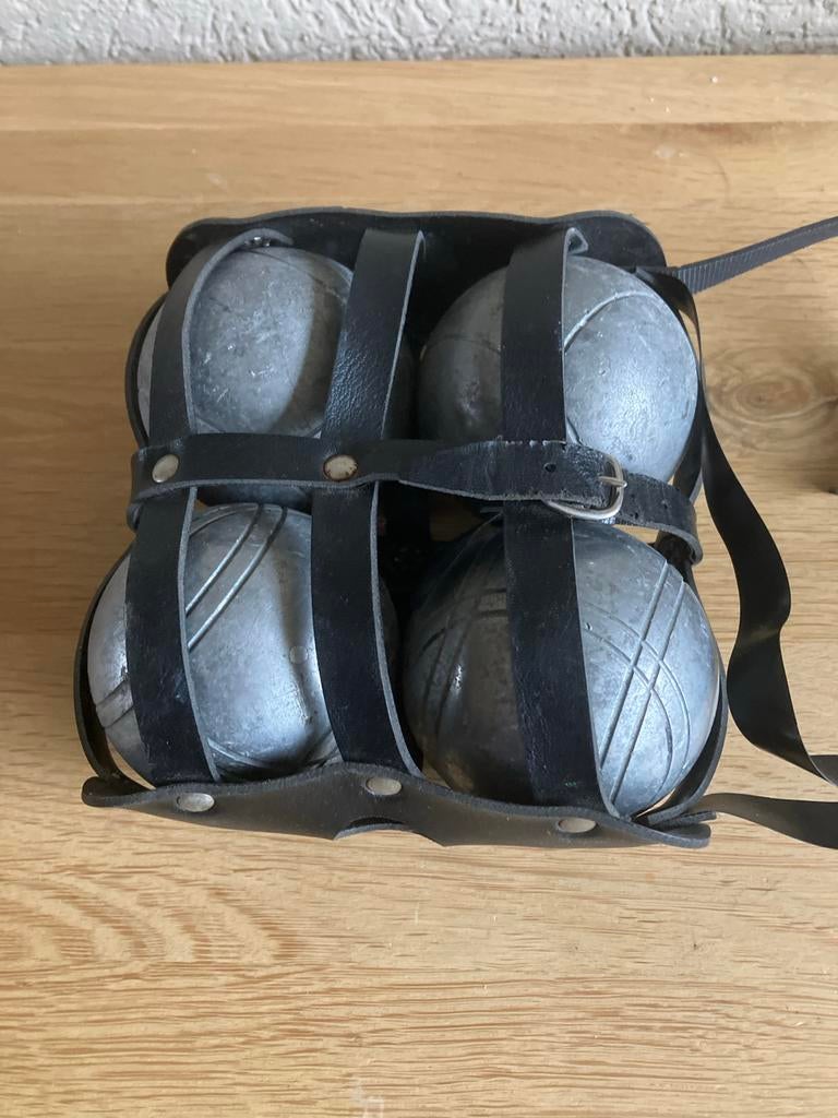 Petanque set in leren draagtas, Ophalen of Verzenden, Gebruikt, Overige typen