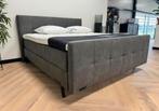 BOXSPRING LEERLOOK ANTRACIET BOXSPRING 180 X 200, Groen, Tweepersoons, Ophalen of Verzenden, Zo goed als nieuw