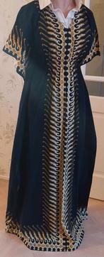 Lange jurk zwart met geel en creme all size, Ophalen of Verzenden, Zo goed als nieuw, Zwart, Overige typen
