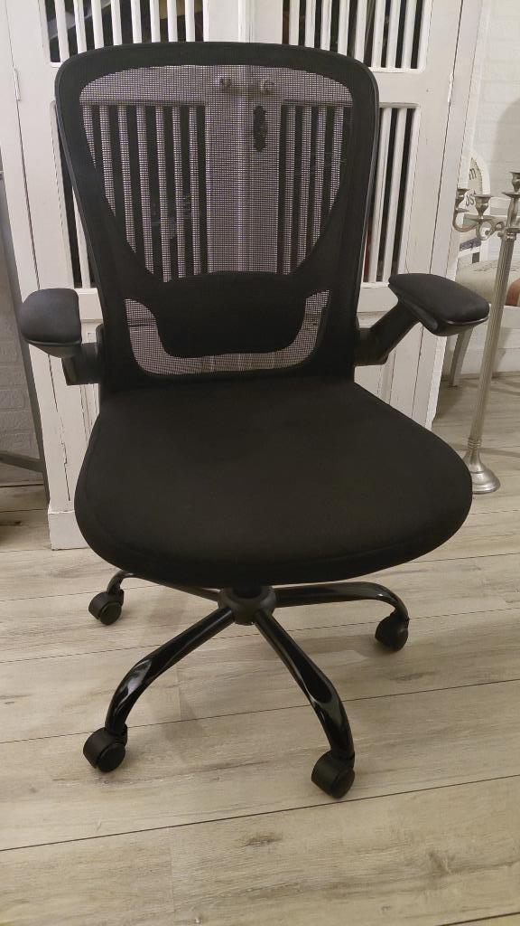 Bureaustoel met opklapbare armleuningen 66x60x107, Huis en Inrichting, Bureaustoelen, Zo goed als nieuw, Bureaustoel, Zwart, Ergonomisch