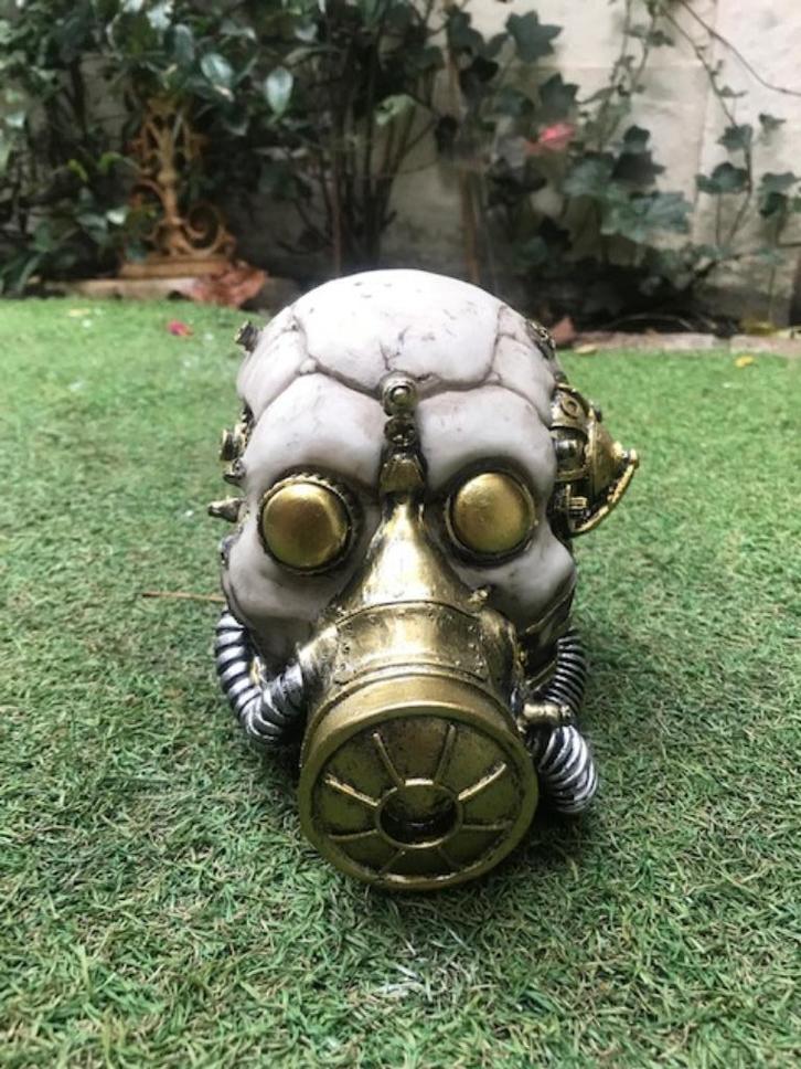 steampunk skull/ schedel met gasmasker, Antiek en Kunst, Curiosa en Brocante, Ophalen of Verzenden