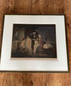 Engelse plaat mezzotint kopergravure 71x64 cm kraamvisite, Antiek en Kunst, Kunst | Etsen en Gravures, Ophalen