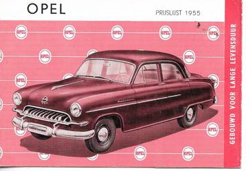 Origineel Nederlandse prijslijst OPEL, 1955. beschikbaar voor biedingen