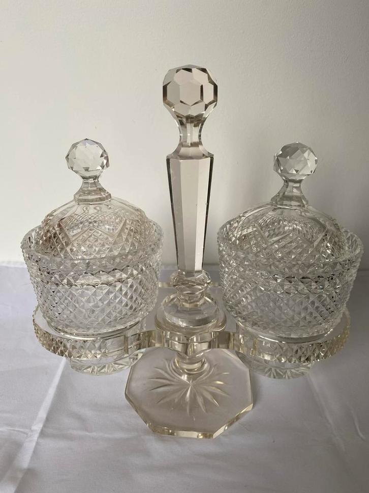 Kristallen diamant geslepen zuurstel ca. 1900, Antiek en Kunst, Antiek | Glas en Kristal, Ophalen of Verzenden