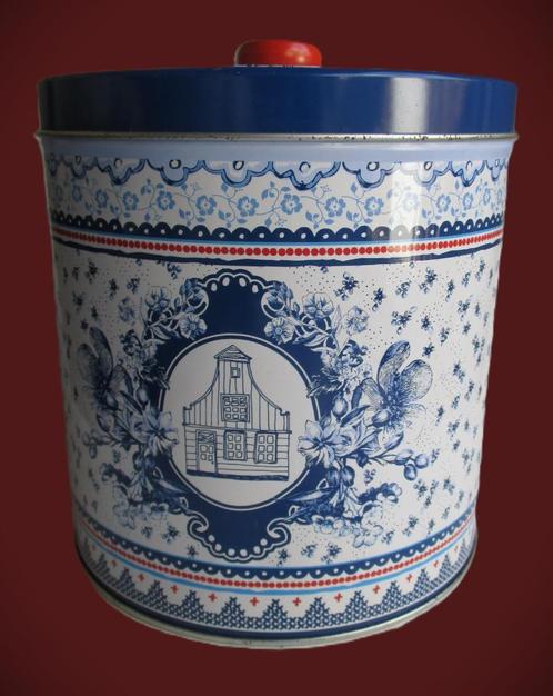 Trommel~Albert Heijn Blik~Koekblik rond~Zaans Huisje~16 cm h, Verzamelen, Blikken, Gebruikt, Koek(jes), Overige merken, Ophalen of Verzenden