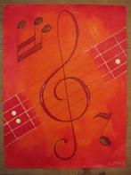 Handgeschilderd: muzieksleutel schilderij (22 x 30 cm.), Ophalen, Minder dan 50 cm, Oorspronkelijke maker, Nieuw