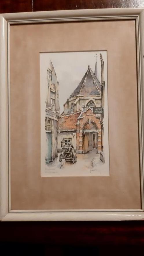 Litho Aquarel van HENK HOEFMAN BEGIJNHOF AMSTERDAM, Antiek en Kunst, Kunst | Litho's en Zeefdrukken, Ophalen of Verzenden