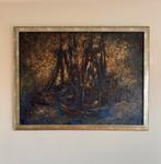 Schilderij Vissersboten met drogende netten - Bram Pihl, Antiek en Kunst, Kunst | Schilderijen | Abstract, Ophalen of Verzenden