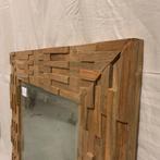 Spiegel (facet) - mozaïek teak lijst - 80 x 80 cm- TTM Wonen, Www.ttmwonen.nl, Vierkant, Nieuw, Ophalen of Verzenden