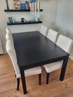 Eetkamertafel en 6 -stoelen (Ikea Bjursta en Henriksdal), Huis en Inrichting, Ophalen, Gebruikt, 50 tot 100 cm, Vijf personen of meer