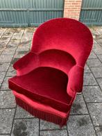 Schattig rood cocktailstoeltje, velours stof, vintage design, Huis en Inrichting, Fauteuils, 75 tot 100 cm, Ophalen of Verzenden