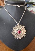 Zilveren (925) MEXICO hanger EDELSTEEN + zilveren (835) ket, Sieraden, Tassen en Uiterlijk, Kettingen, Ophalen, Zo goed als nieuw