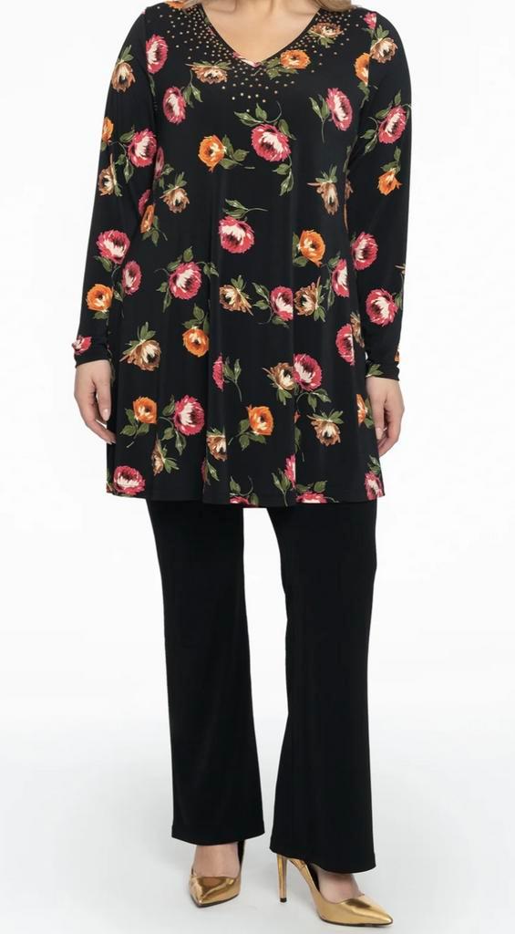 A lijn tuniek Yoek 46/48, Kleding | Dames, Grote Maten, Zo goed als nieuw, Blouse of Tuniek, Zwart, Ophalen of Verzenden