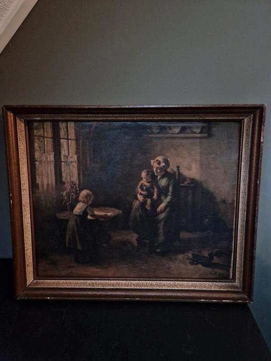 Larens Schilderij oleografie Lammert van der Tonge., Antiek en Kunst, Kunst | Schilderijen | Klassiek, Ophalen of Verzenden