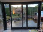 Zwarte schuifpui en bijpassend vast kozijn met dubbel glas, Doe-het-zelf en Verbouw, Deuren en Horren, Ophalen, Gebruikt, Glas