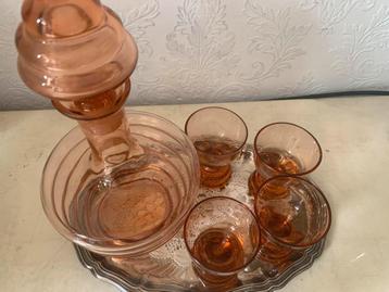 Art Deco Likeurset op  zilverkleurig Dienblad beschikbaar voor biedingen