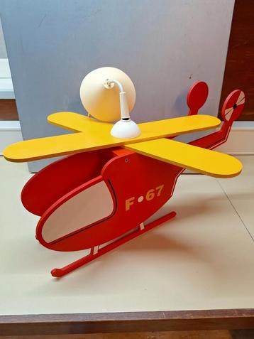 2x Hanglamp helicopter kinderkamer hout rood gele wieken  beschikbaar voor biedingen