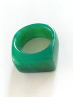 Prachtige oude streep Jade ring., Zilver, Ring, Verzenden