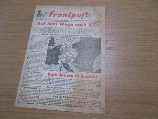 Amerikaans/Duitse krant "Frontpost" Maart 1945, Verzamelen, Militaria | Tweede Wereldoorlog, Boek of Tijdschrift, Nederland, Ophalen of Verzenden
