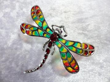 Prachtige Zilveren Tiffany Libelle Hanger / Broche - Granaat beschikbaar voor biedingen