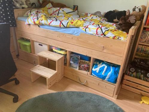 Kajuitbed van steigerhout, Kinderen en Baby's, Kinderkamer | Bedden, Gebruikt, 180 cm of meer, 85 tot 100 cm, Ophalen