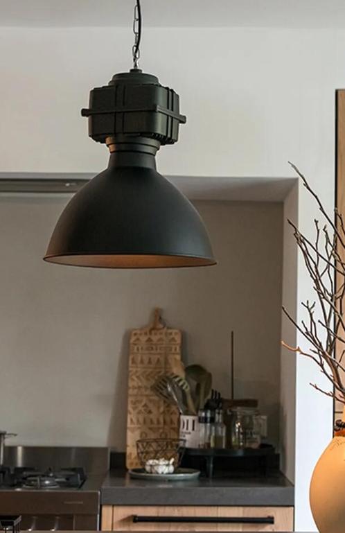 ZGAN. Grijze Industriële hanglamp 38cm, verstelbare ketting, Huis en Inrichting, Lampen | Hanglampen, Zo goed als nieuw, Minder dan 50 cm